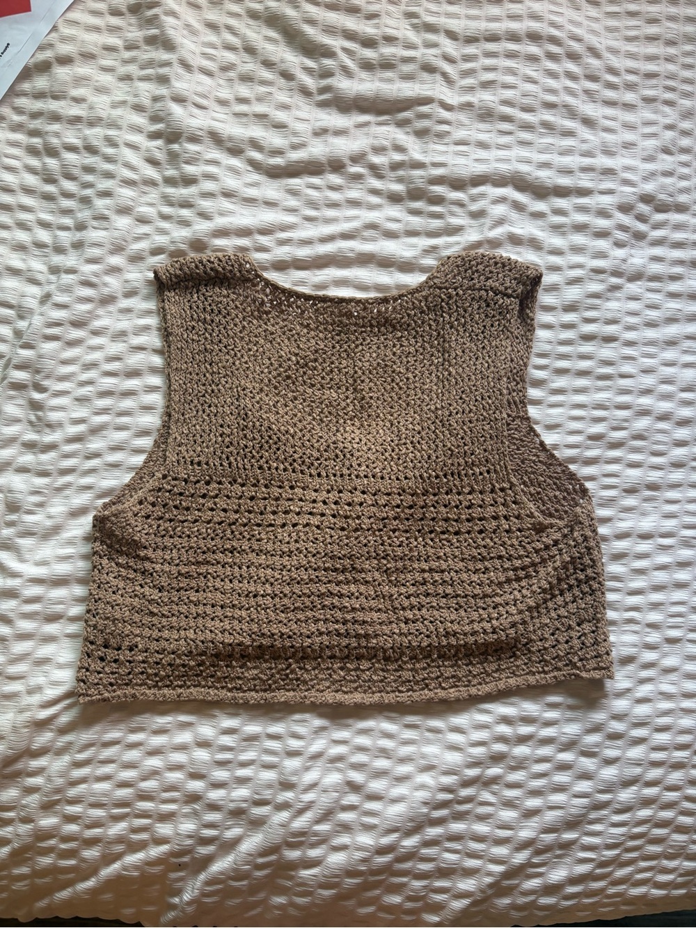 Olivaceous Crochet Crop Top in Brown